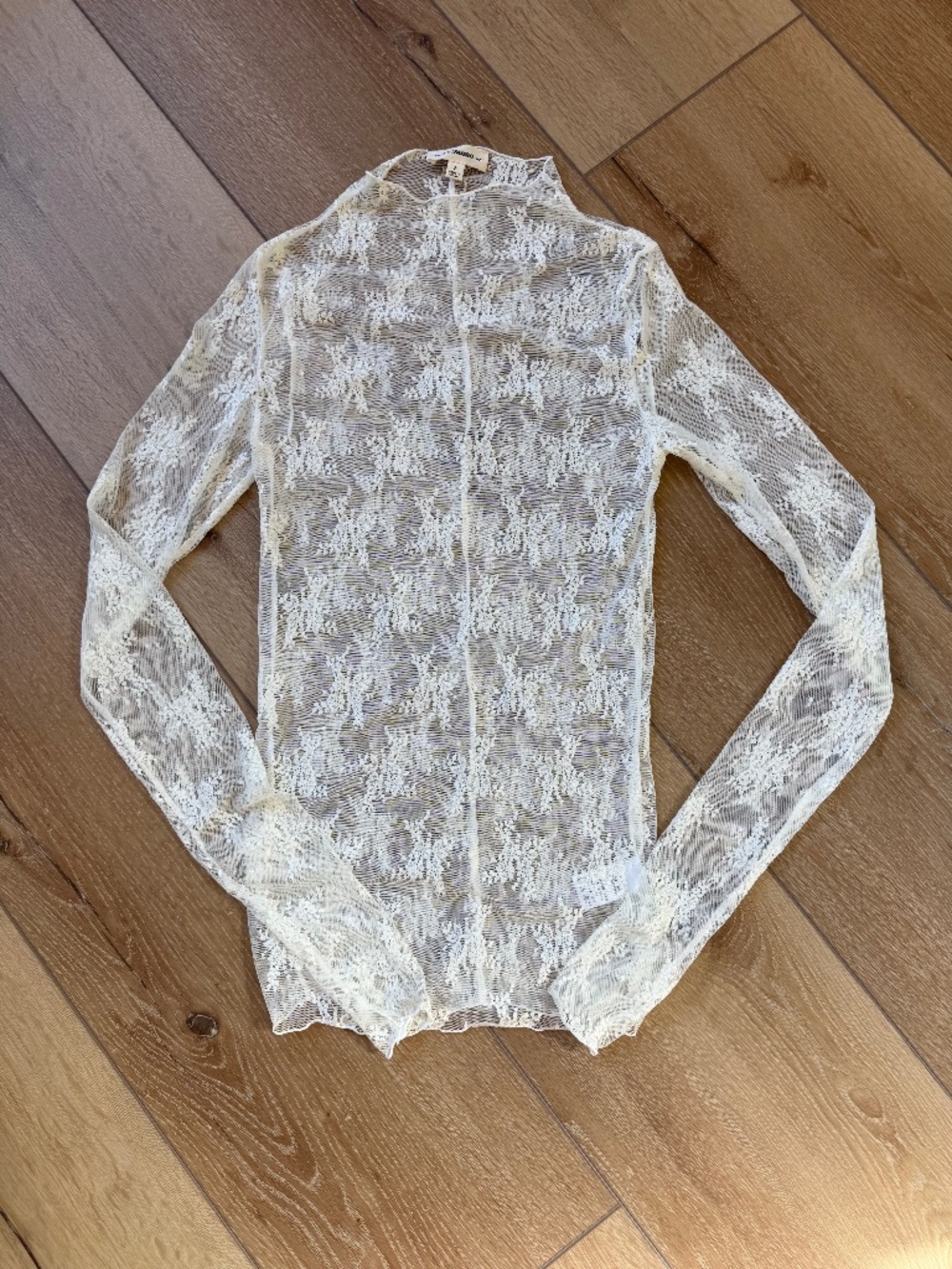 Eesome Womens Sheer Lace Long Sleeve Top